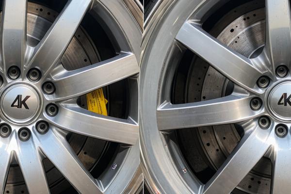 Aluminum wheel polishing before and after